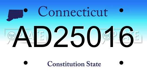 AD25016 Connecticut License Plate