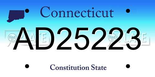 AD25223 Connecticut License Plate
