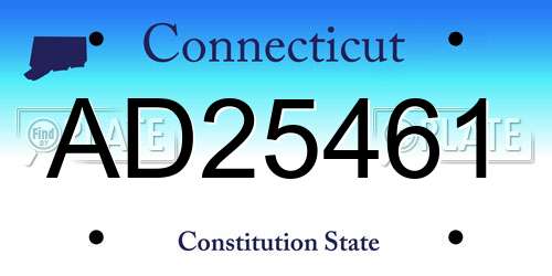 AD25461 Connecticut License Plate