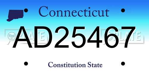 AD25467 Connecticut License Plate