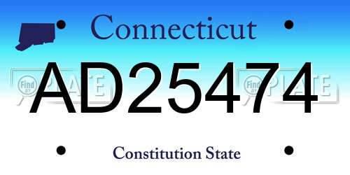 AD25474 Connecticut License Plate