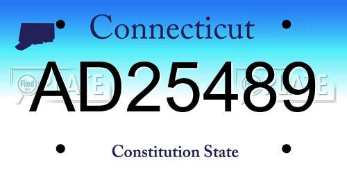 AD25489 Connecticut License Plate