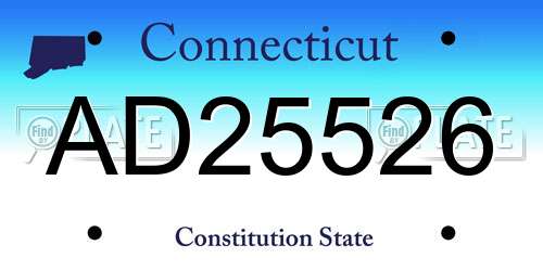 AD25526 Connecticut License Plate