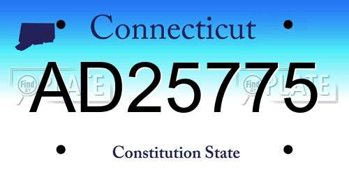 AD25775 Connecticut License Plate