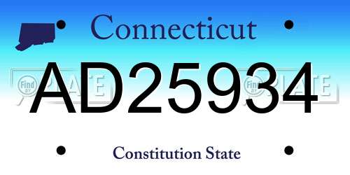 AD25934 Connecticut License Plate