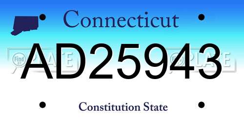 AD25943 Connecticut License Plate