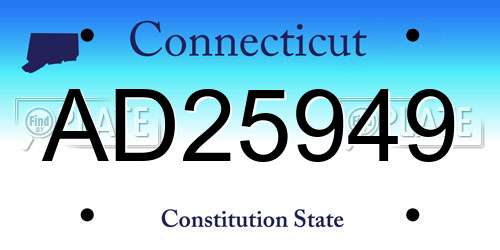 AD25949 Connecticut License Plate