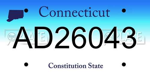 AD26043 Connecticut License Plate