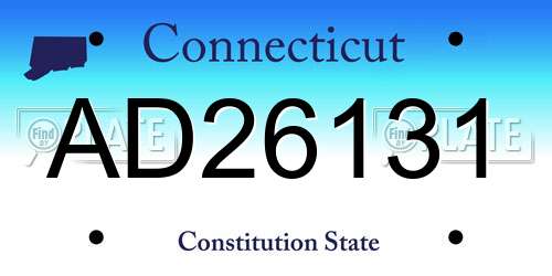 AD26131 Connecticut License Plate