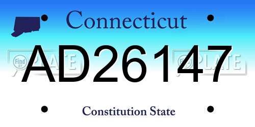 AD26147 Connecticut License Plate