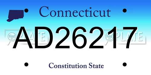 AD26217 Connecticut License Plate