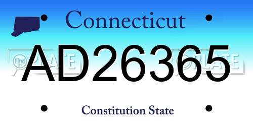 AD26365 Connecticut License Plate