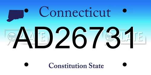 AD26731 Connecticut License Plate