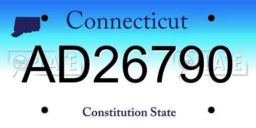 AD26790 Connecticut License Plate