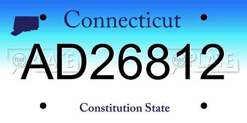 AD26812 Connecticut License Plate