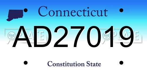 AD27019 Connecticut License Plate