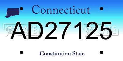 AD27125 Connecticut License Plate