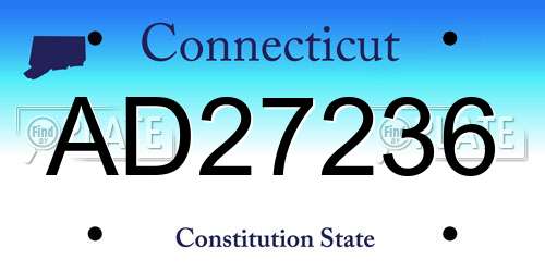 AD27236 Connecticut License Plate