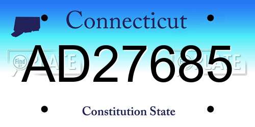 AD27685 Connecticut License Plate