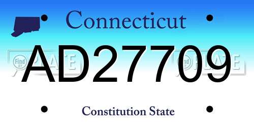 AD27709 Connecticut License Plate