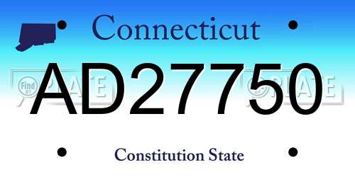 AD27750 Connecticut License Plate