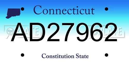 AD27962 Connecticut License Plate