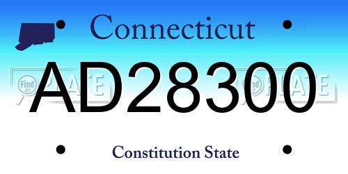AD28300 Connecticut License Plate