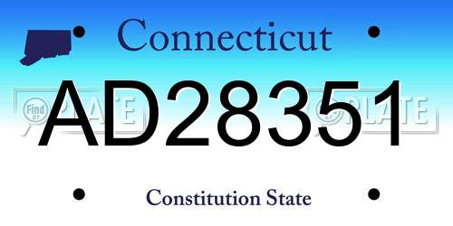 AD28351 Connecticut License Plate
