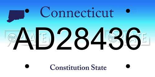 AD28436 Connecticut License Plate