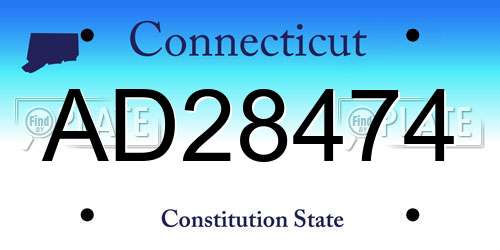 AD28474 Connecticut License Plate