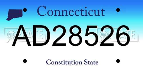 AD28526 Connecticut License Plate