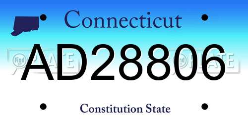 AD28806 Connecticut License Plate