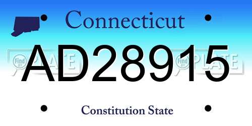 AD28915 Connecticut License Plate