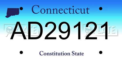 AD29121 Connecticut License Plate