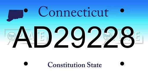 AD29228 Connecticut License Plate