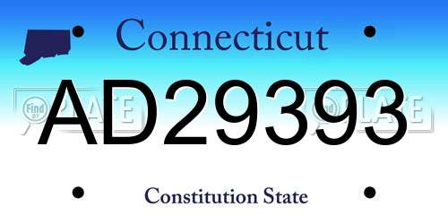 AD29393 Connecticut License Plate