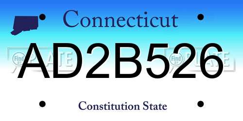 AD2B526 Connecticut License Plate