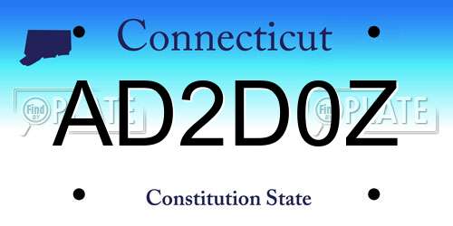 AD2D0Z Connecticut License Plate