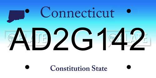 AD2G142 Connecticut License Plate