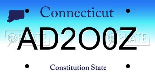 AD2O0Z Connecticut License Plate