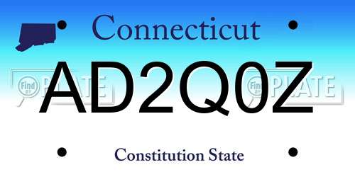 AD2Q0Z Connecticut License Plate