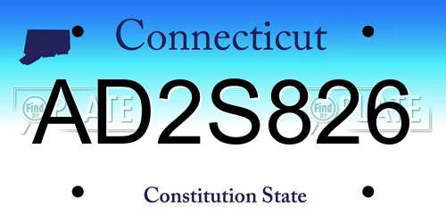 AD2S826 Connecticut License Plate
