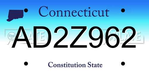 AD2Z962 Connecticut License Plate