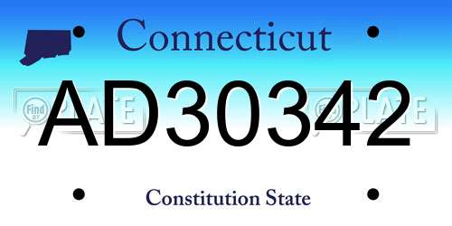 AD30342 Connecticut License Plate