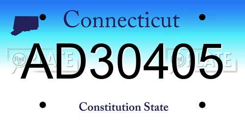 AD30405 Connecticut License Plate