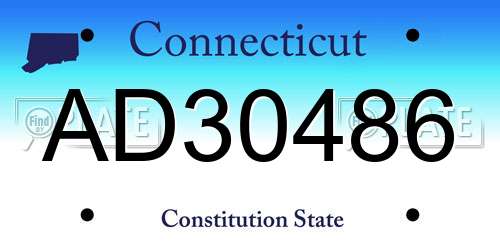 AD30486 Connecticut License Plate