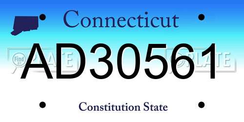 AD30561 Connecticut License Plate
