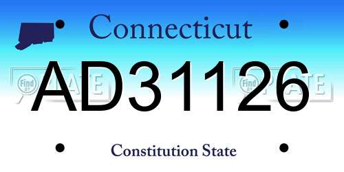 AD31126 Connecticut License Plate