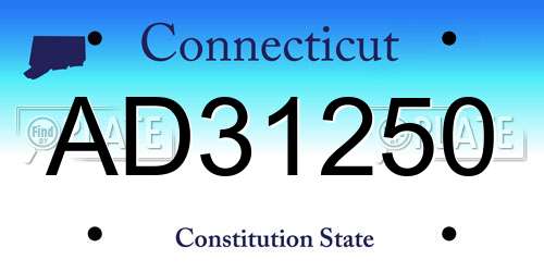 AD31250 Connecticut License Plate