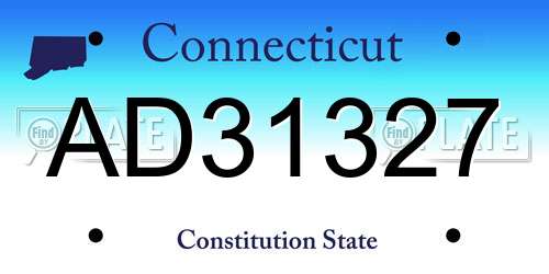 AD31327 Connecticut License Plate